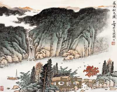 宋玉麟 晨光秋色 镜心 31×40cm
